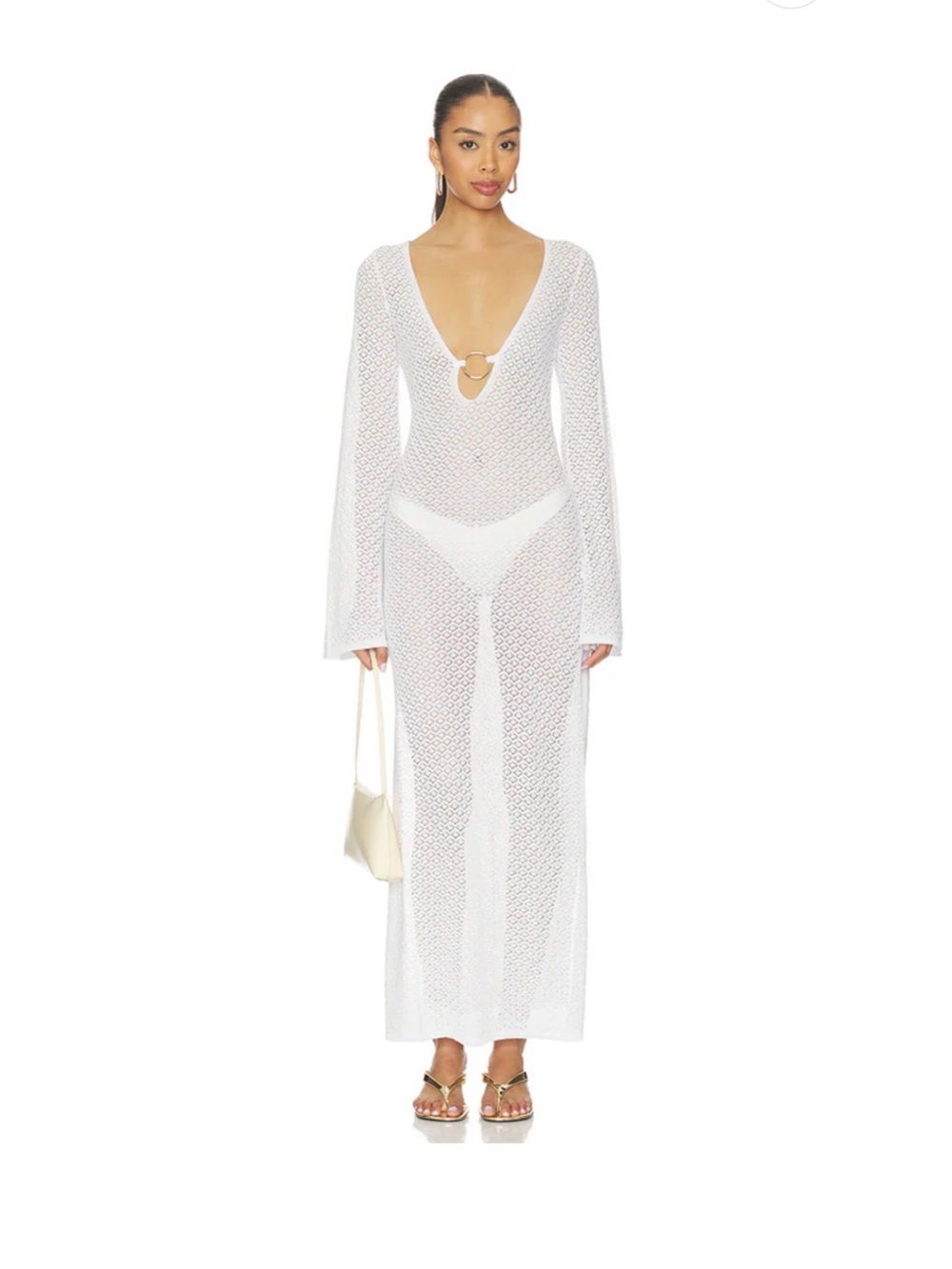 Bardot White Crochet Maxi Dress XS
